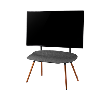 POUT Eyes 17 TV Studio Display - Solid Wood Legs Metal Base w/Height Adjustable Black Bracket & Felt Shelf - Supports