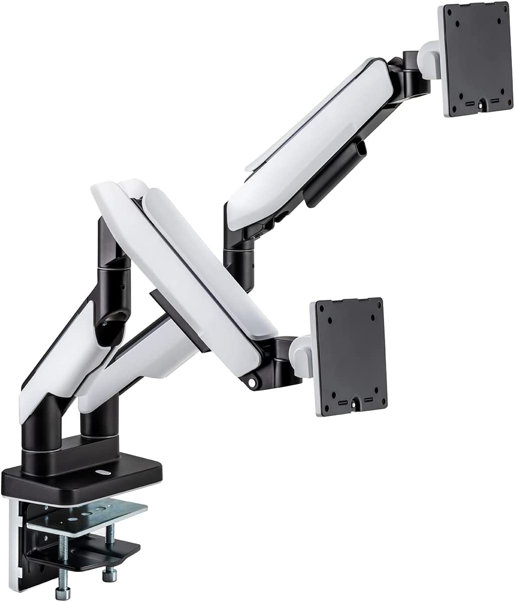 POUT - Eyes 19 Dual Heavy-Duty RGB Gaming Monitor Arm - Fully Adjustable Full Motion Tilt Swivel Rotate Desk Mount Stand