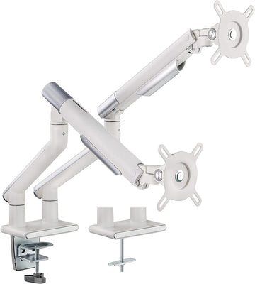 POUT Eyes 12 Dual Aluminum Monitor Arm - Fully Adjustable Full Motion Tilt Swivel Rotate Spring Desk Mount Stand